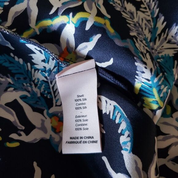 Cinq a Sept Silk Juliet Floral Print Blue Multi Color Blouse Women's Size Small - Picture 9 of 11